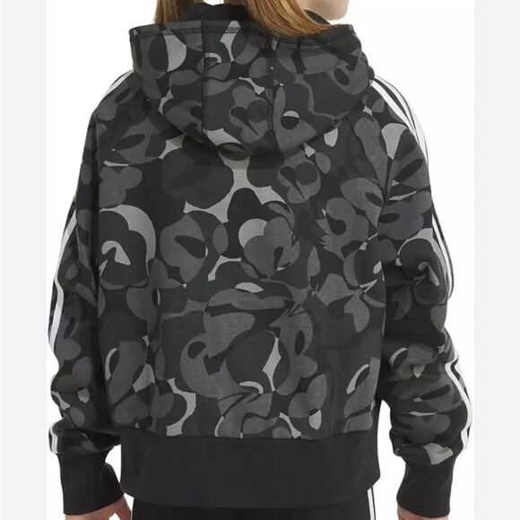 NWT Adidas Girls' Zip-Front Essential 3-Stripe Hooded Fleece Jacket Sz M 10/12 - Picture 9 of 10